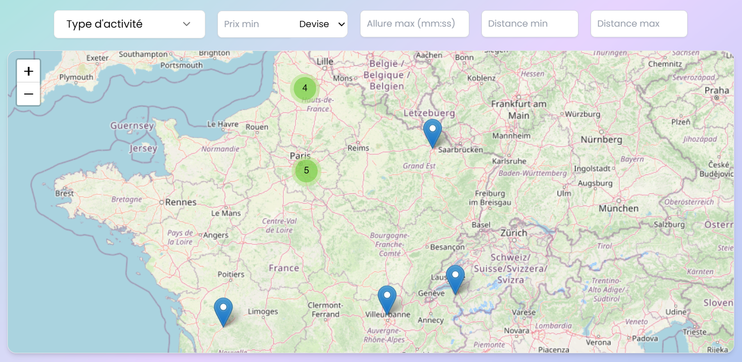 Aperçu de la carte des missions JogForMe