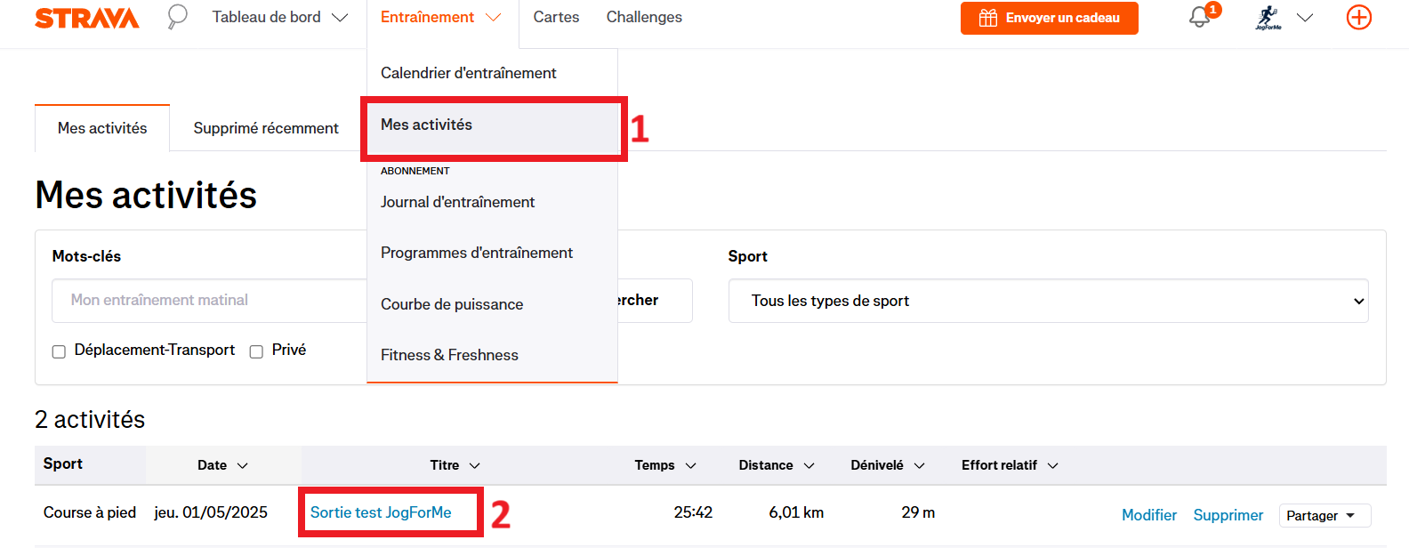 Export GPX étape 1